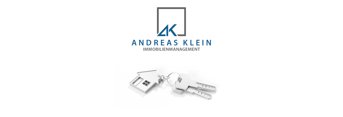 Logo von Andreas Klein Immobilienmanagement mit einem Bild auf dem ein Schlüssel mit einem Hausanhänger zu sehen ist.
